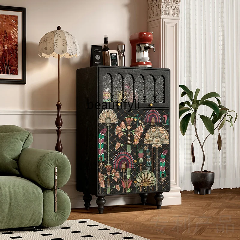 French retro style solid wood dining side cabinet living room four chest cabinets storage storage integrated chest cabinet
