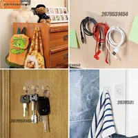 5/10/20/30Pcs Self-adhesive Hook Transparent Door Wall Hook Child Heavy Load Rack Kitchen Bathroom Towel Key Rack Sticky Hook 3