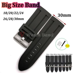 30mm 28mm 26mm 24mm Rubber Watch Strap 18mm 20mm 22mm Men's Sport Watchband Soft Diving Waterproof Silicone Wrist Belt Bracelet