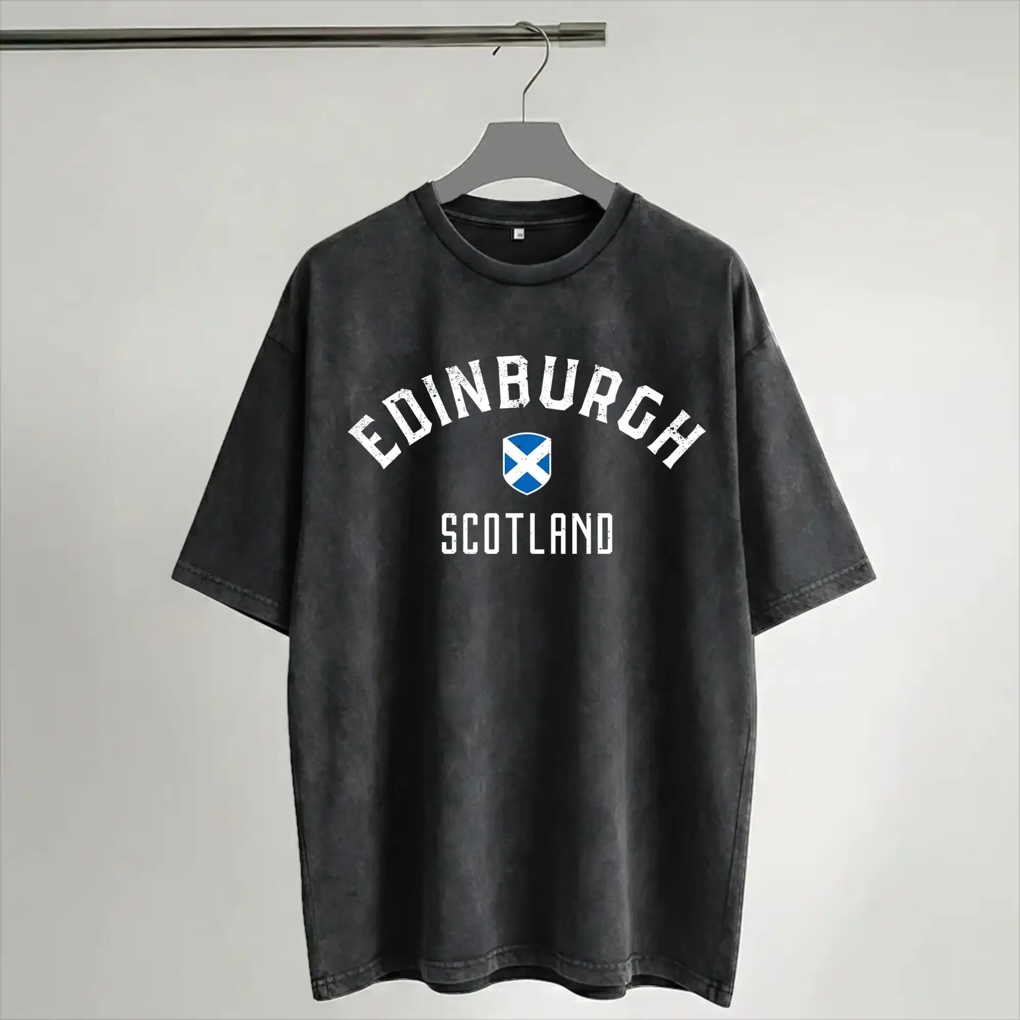 Edinburgh Scotland  Washed T Shirt Streetwear Hip Hop Fashion T-Shirt  Tees for Men Women Short Sleeve High Street