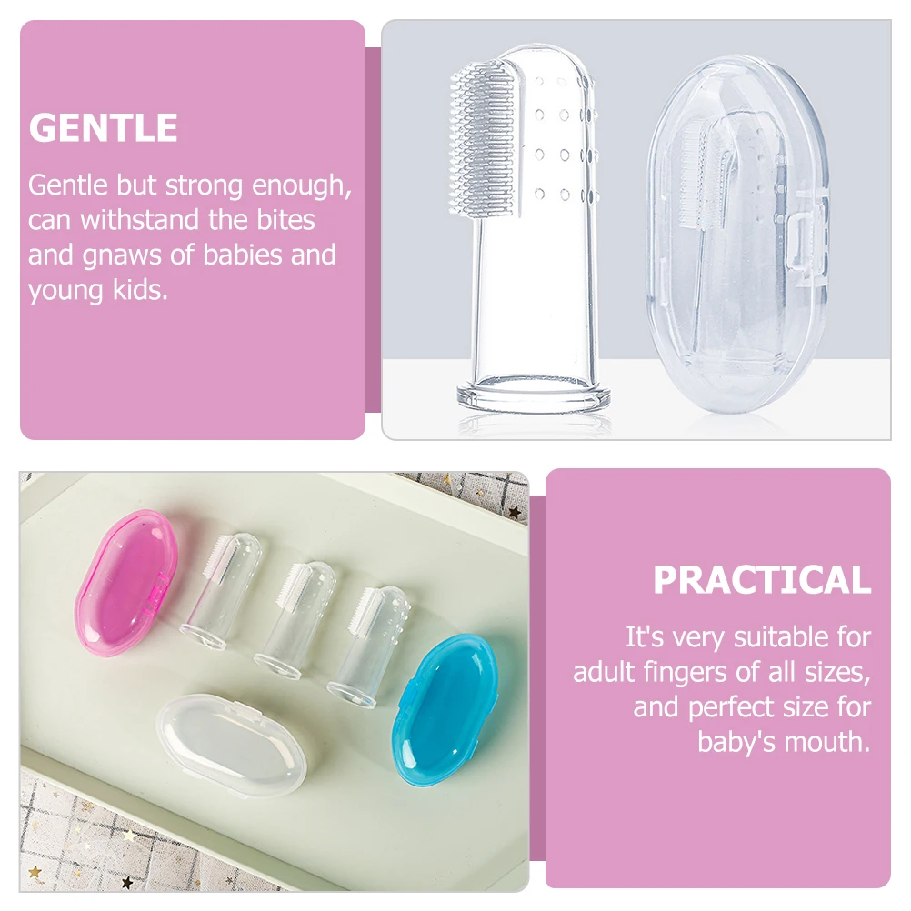 

9 шт., силиконовая зубная щетка на палец, детская щетка для чистки полости рта, чехол для хранения, массажер для зубов для малышей, уход за прорезыванием зубов новорожденных