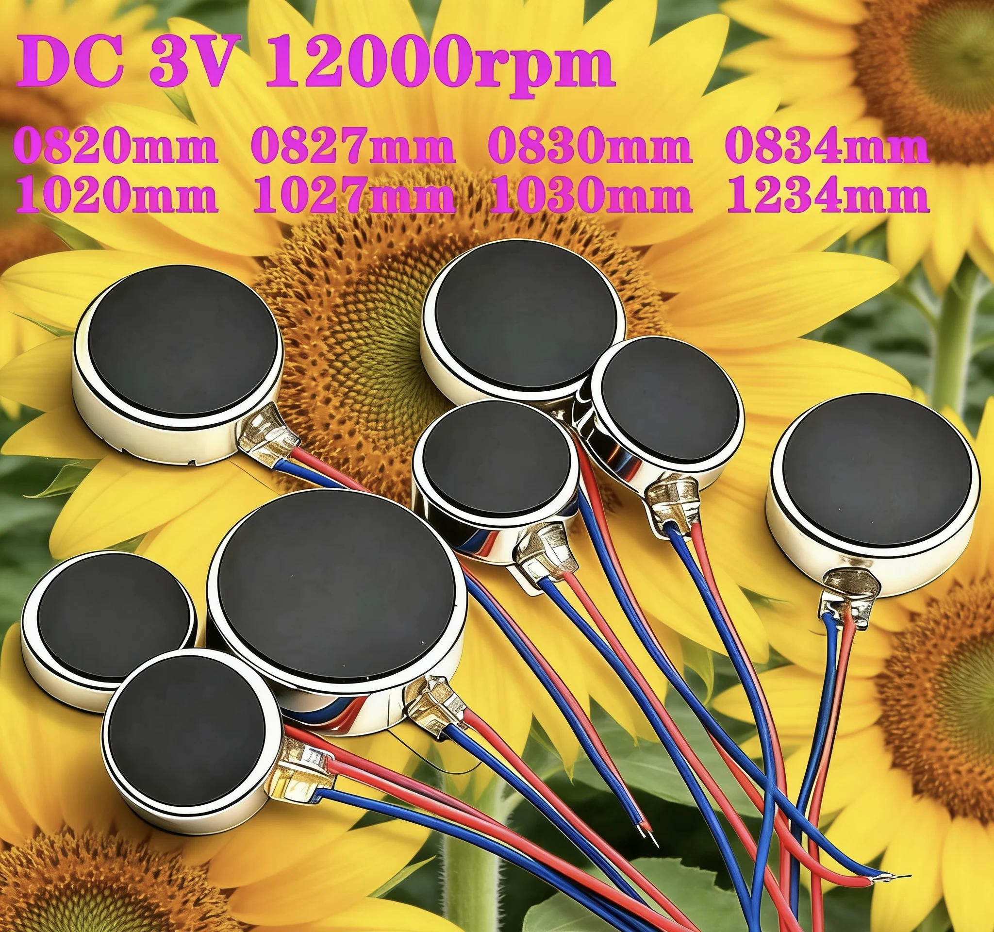 100PCS/LOT Vibration Motor Flat Coin Button-Type Micro DC 08*20 08*27 12*34 Vibrating Motor for Mobile Cell Phone Pager Tablet