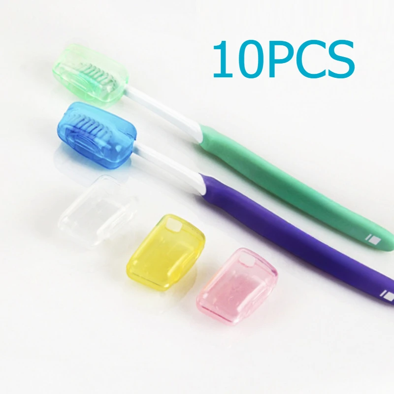 10Pcs Random Color Transparent Protective Cover for Toothbrush Head Travel Portable Toothbrush Hair Dustproof Protection