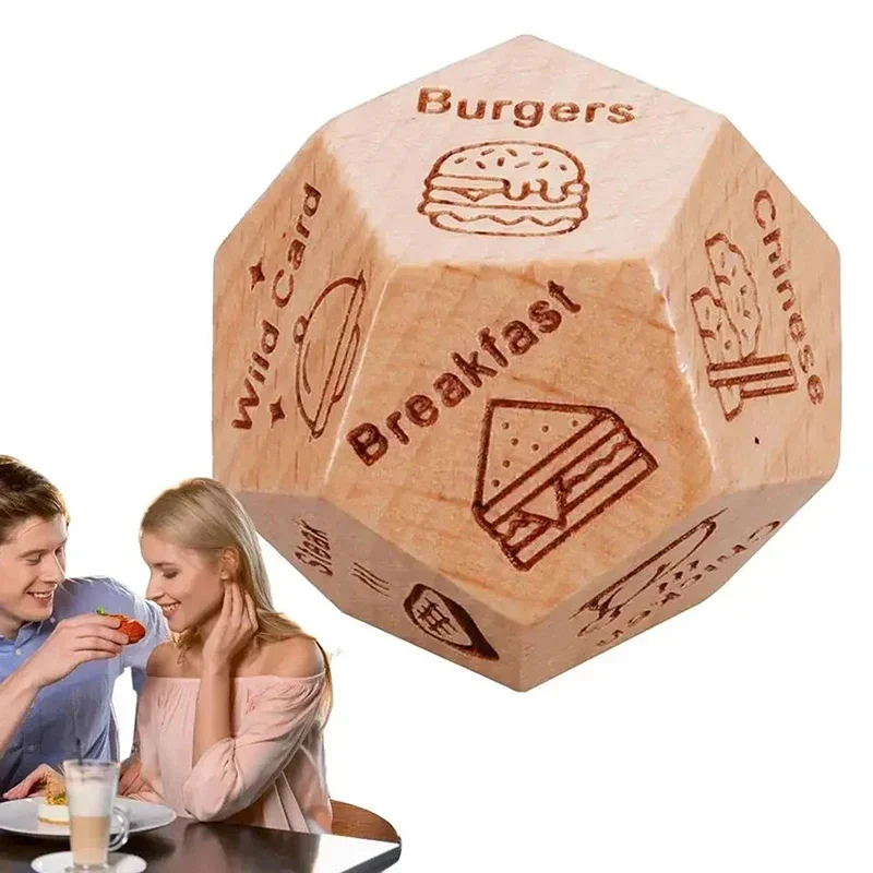 Couple Date Night Creative Couple Anniversary Halloween Valentine's Day Funny Gifts Food Dice Food Dice Game Wooden Dice