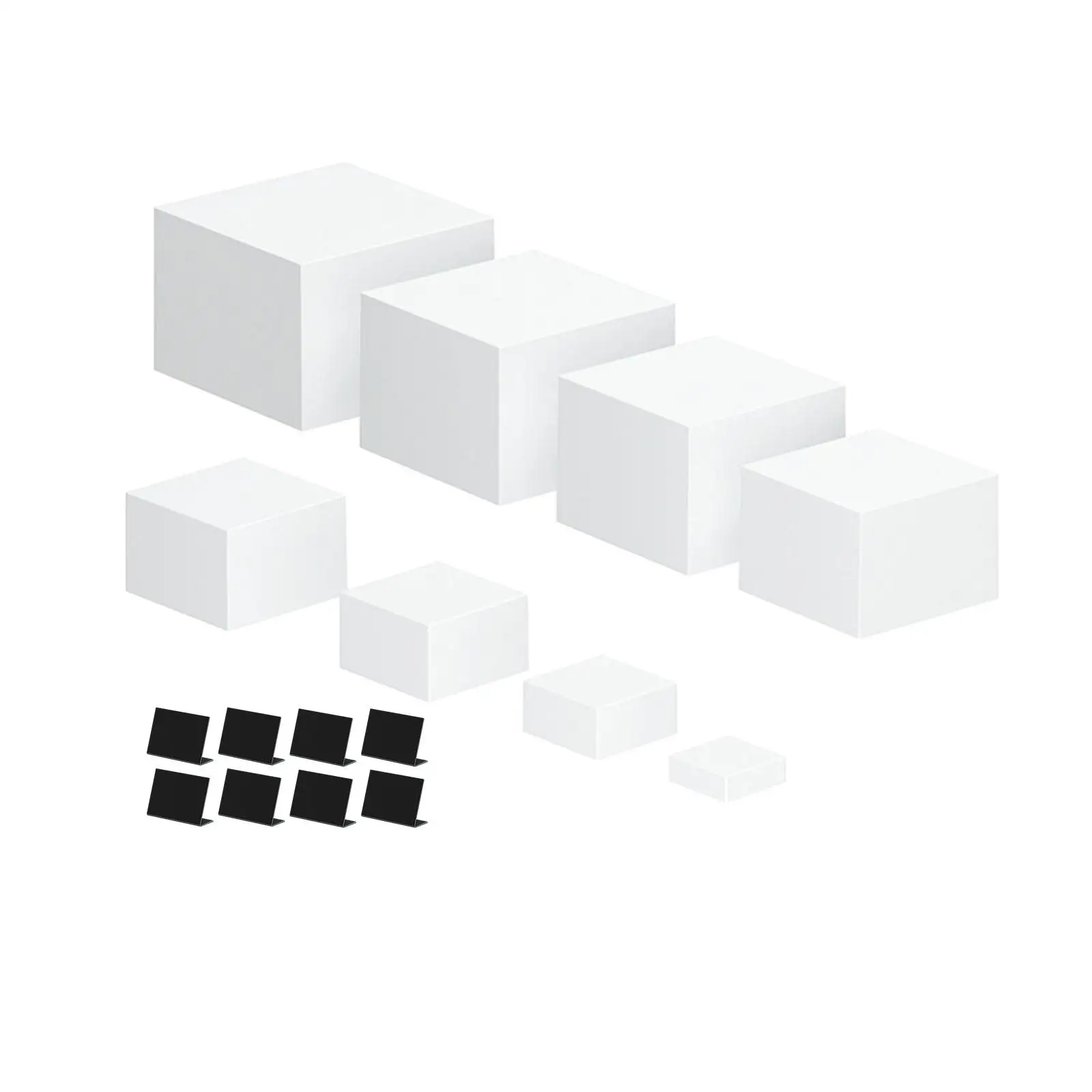 8 Pieces Acrylic Boxes for Food Display White for Buffet Table Cube Risers for Dessert Jewelry Toys Figures Collection Cake