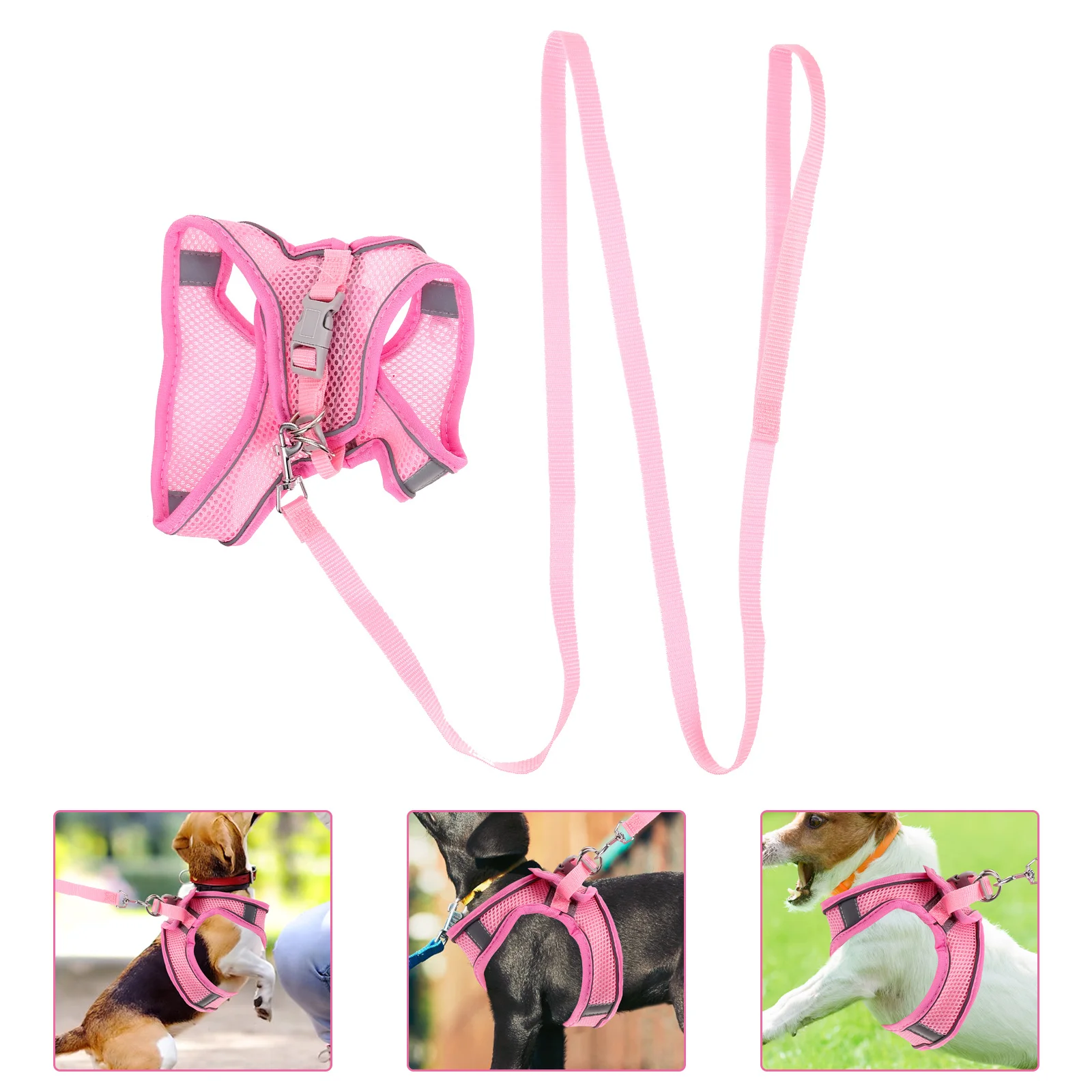 

1 set Pet Reflective Harness For Dogs Adjustable Breathable Dog Walking Leash Set, Outdoor Training Harness, Small Dog Harness,