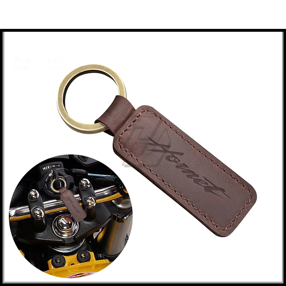 

For Honda Hornet Key CB1000R CB250F CB600F CB900 Etc Motorcycle Keychain Cowhide Key Ring