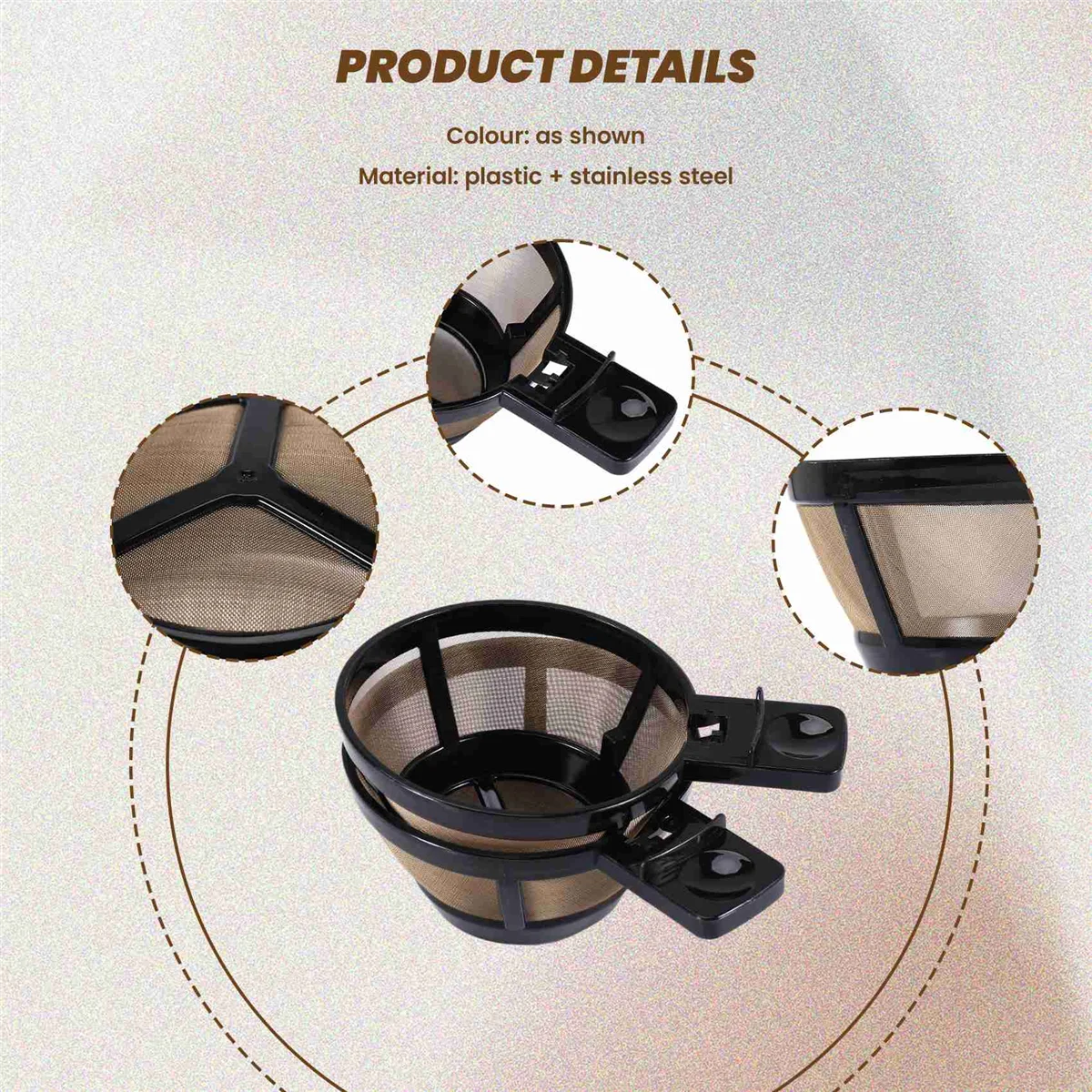 فلتر سلة قهوة قابل لإعادة الاستخدام لموديلات ماكينة صنع القهوة ذات الاتجاهين 49980A، 49980Z، 47650، 49933
