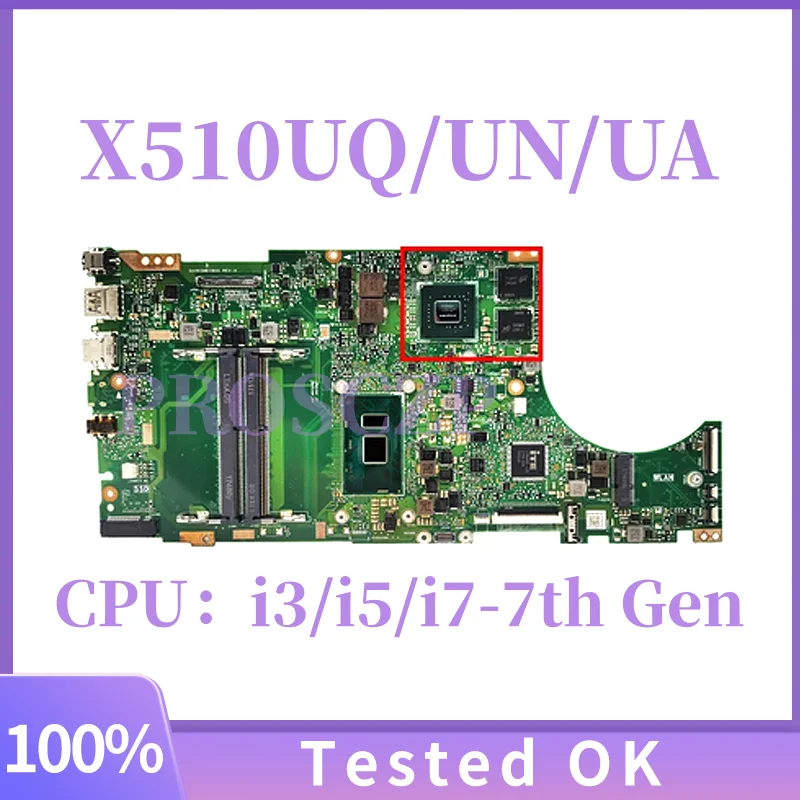 

X510UR X510UQ/UN i3/i5/i7 CPU Mainboard For ASUS X510U/UQ/UQR X510UN/UNR X510UF S510UR S510UN S510U X510UA S5100UQ Motherboard