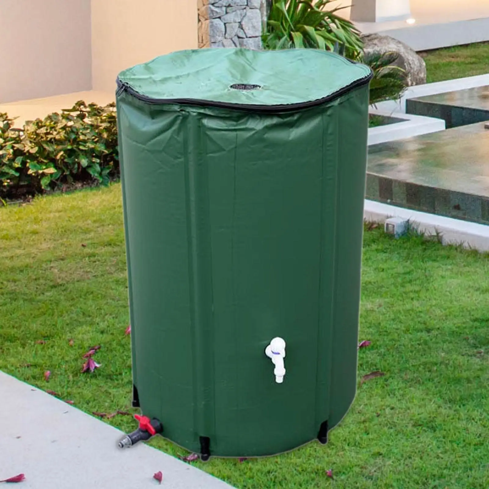 Foldable Rain Barrel with Overflow Kit with Spigot Water Storage Container