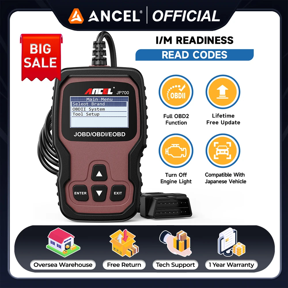 

2025 Ancel JP700 JOBD OBD2 Japanese Car Scanner For Honda Toyota Nissan Mazda Mitsubishi OBD2 Diagnostic Code Reader Scan Tool