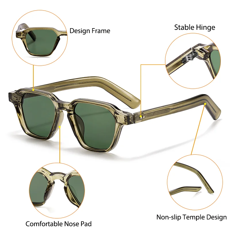 HBK Minimalistische Herren-Sonnenbrille, hochwertige quadratische Sonnenbrille für Damen, Outdoor-Reise, Party-Dekoration, UV400-Schutzbrille – Detail 3