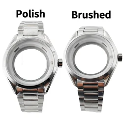 41mm Silver Watch Case Sapphire Glass For NH35 NH36 Watches Automatic Movement Accessory Part