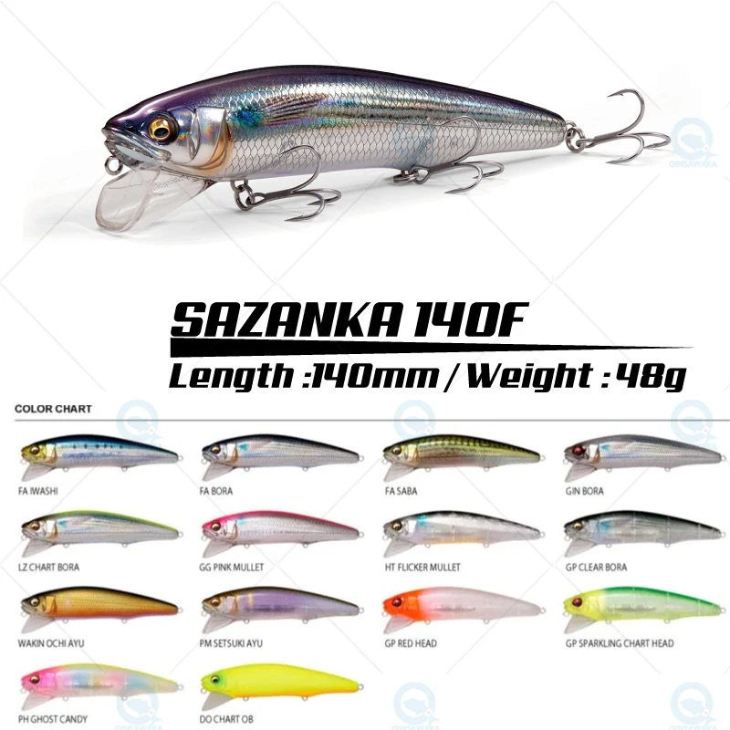 JAPAN Megabass SAZANKA 140F 140mm 48g MAX0.4m Floating BASS Wake Bait  Buoyancy Fishing Lure Casting Jerkbait LBO Sea Tackle