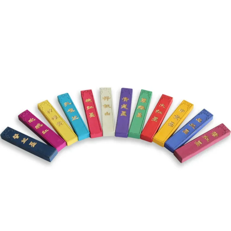 

Chinese Colorful Inker Calligraphy Ink Stick 12 Colors Ink Stick Writing Painting Chinese Ink Block Calligraphy Stick Ink Stone