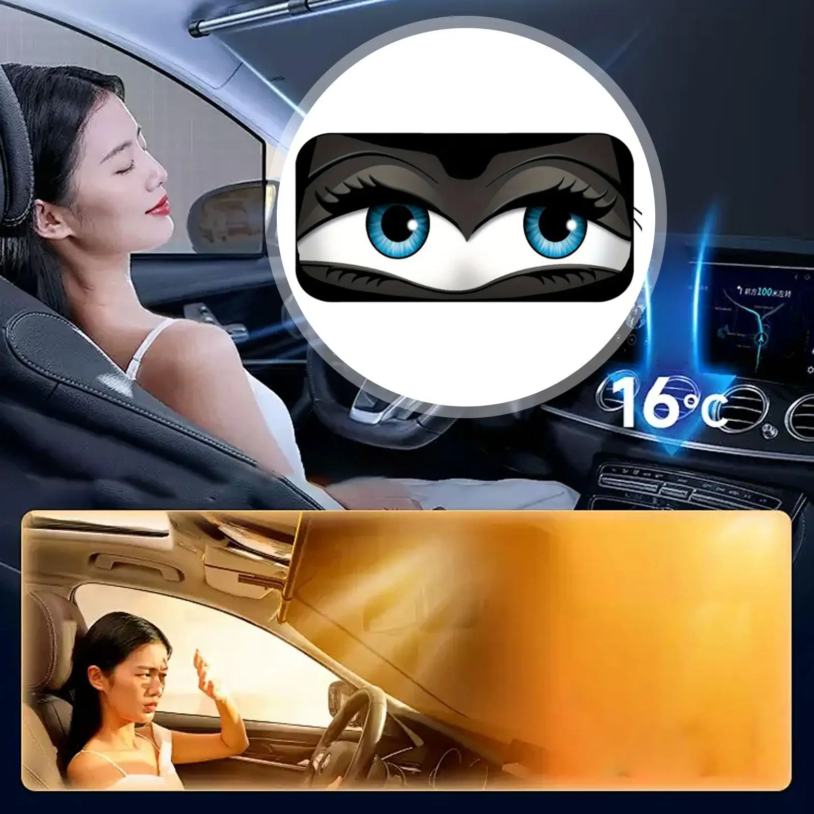 

Солнцезащитный козырек на лобовое стекло автомобиля, блокирующий тепло, компактный, для защиты салона автомобиля