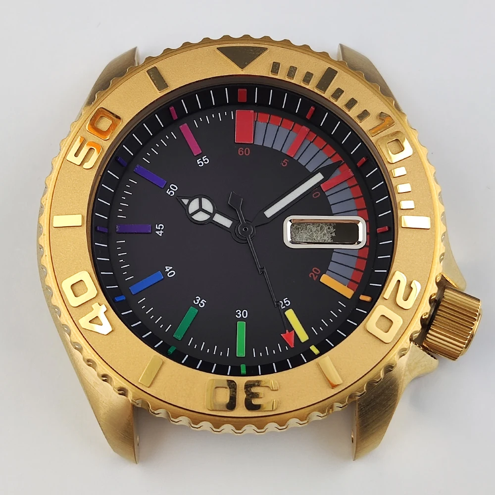 41 مللي متر Skx007 علبة ساعة مخصصة شعار الطلب الياقوت الزجاج 316L الفولاذ المقاوم للصدأ التقويم المزدوج لحركة NH36 3.8 الساعة