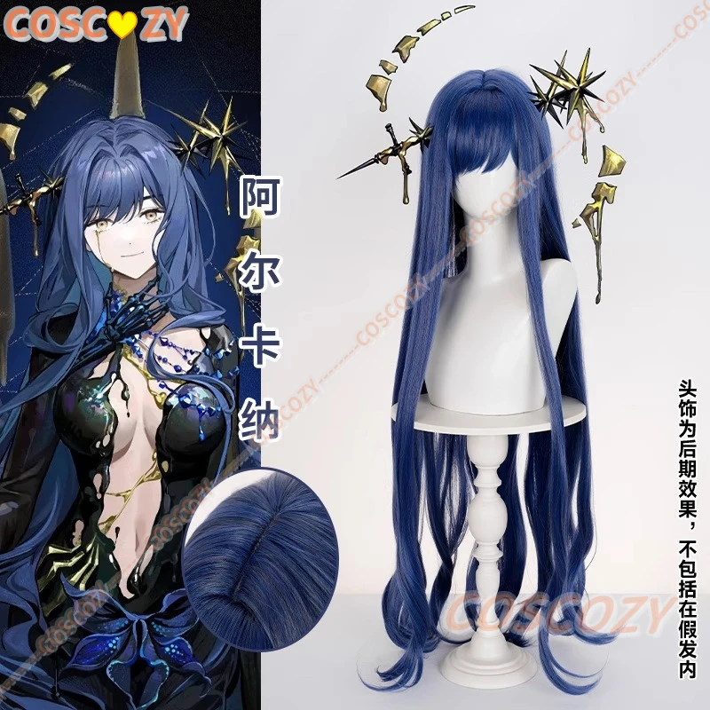 Arcana Cosplay Wig 105CM Blue Mixed Black Long Hair Synthetic Hair + Free Wig Cap Game Reverse:1999 Arcana Cosplay Wigs