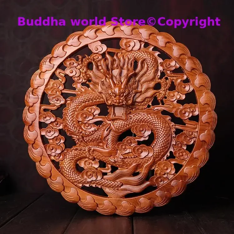 30CM HOME OFFICE Company SHOP TOP Efficacious Money Drawing thriving business Lucky Royal Dragon Wood carving decoration statue