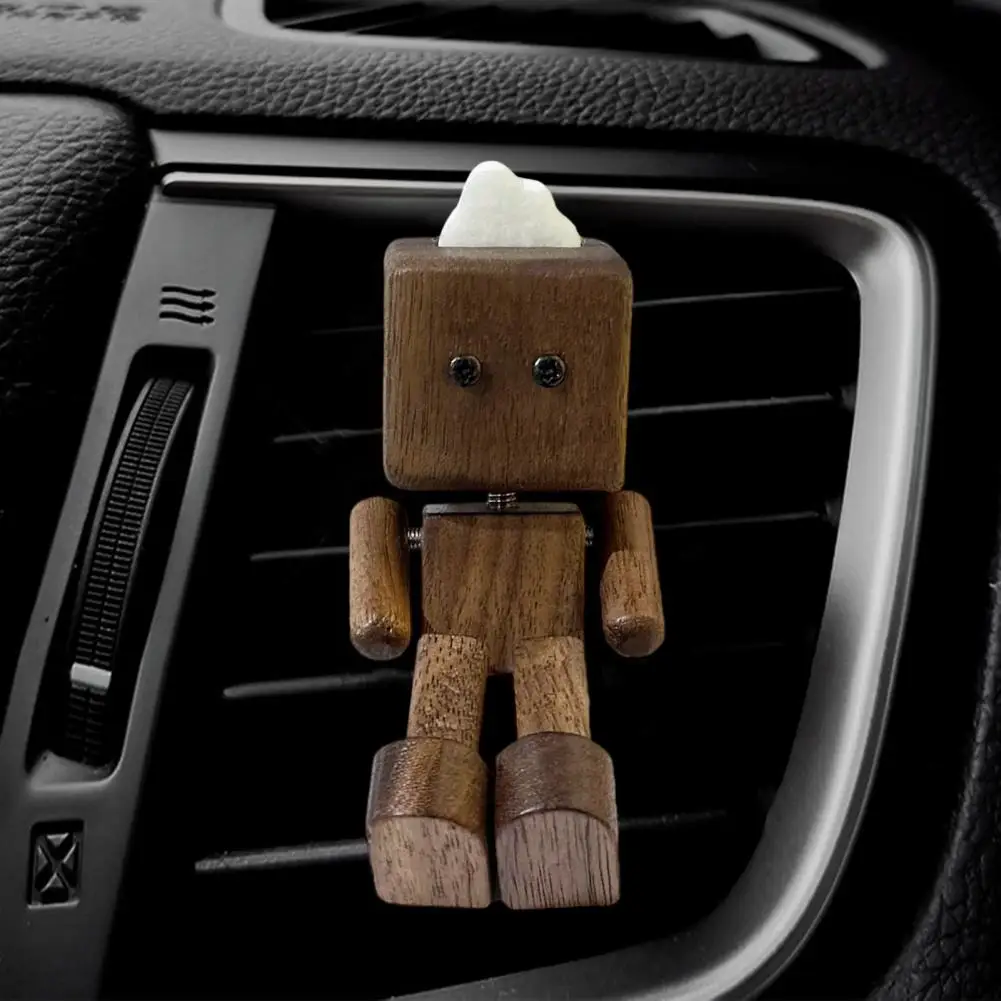 تمثال رجل خشبي مصنوع يدويًا مع أقدام متأرجحة، زخرفة عطرية للسيارة، قطعة فنية خشبية لتزيين لوحة القيادة التلقائية
