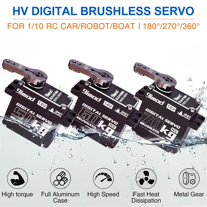 9imod Servo Digital Alto Voltaje Engranaje Metal Sin Escobillas Impermeable RC - imagen 3
