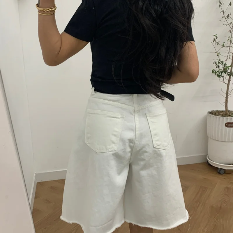 2026 Ropa Y2K Fashion Solid Pleated Baggy Summer Women's Short Jeans Pants For Woman Clothing Korean Casual Loose Denim Trousers