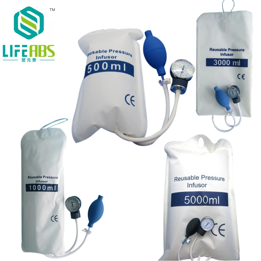 Infusion Pressure Bag with Pressure Display 500ml.1000ml.3000ml.5000ml for Blood and Fluid Quick Infusion