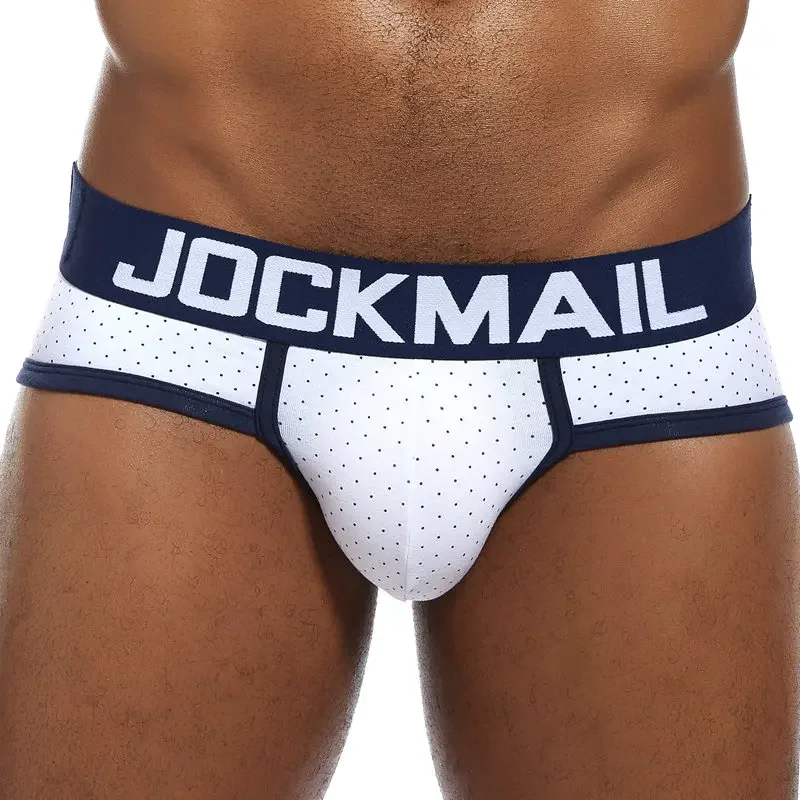 JOCKMAIL Polka dot pattern men's underwear sexy low waist briefs Boxer breathable cotton male underpant sports casual shorts