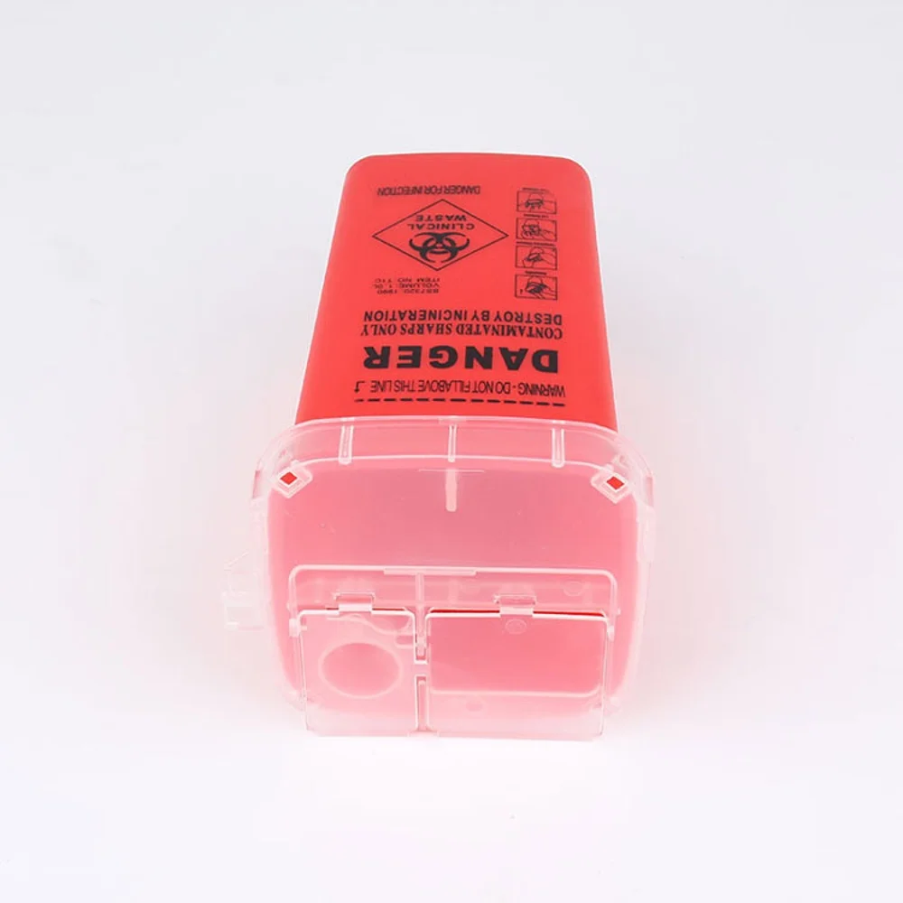 Professional Tattoo Needle Disposal Container 1L Sharps Safety Box Biohazard Waste Collector for Needles Syringes Sharp Objects