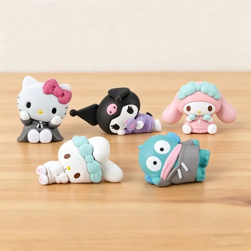 Figuras de acción de personajes de dibujos animados, Kuromi, Hangyodon, Cinnamoroll, edición de siesta en pose acostada, juguete coleccionable de anime, decoración de escritorio