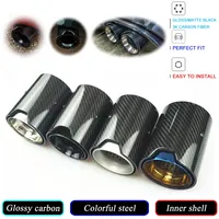 1Piece Glossy/Matte Carbon Fiber Exhaust Tip Stainless Steel Muffler For M Series 1 2 3 4 5 Series Pipe Nozzle