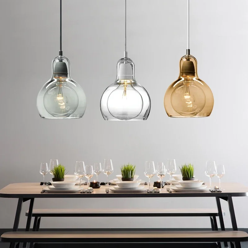 

Loft Glass Chandelier Modern LED Lamp Dining Room Cafe Bedroom Bedside Hanging Lamps Suspension Chandelier Glass Pendant Light