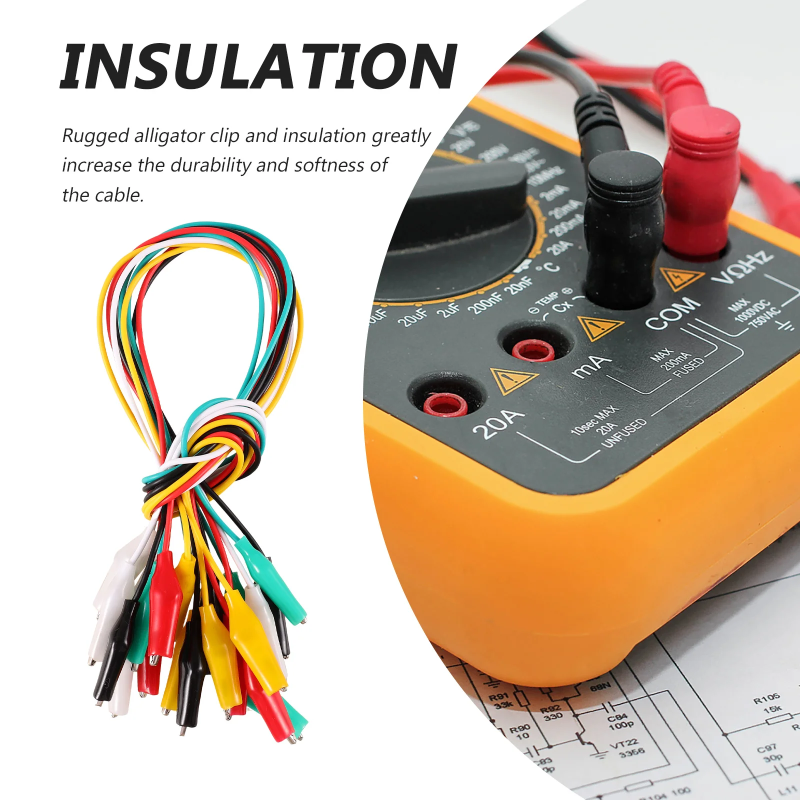 

40pcs Alligator Clip Connector Cable Jumper Wires For Electrical Testing Insulated Test Leads Double-Ended Flexible Cables