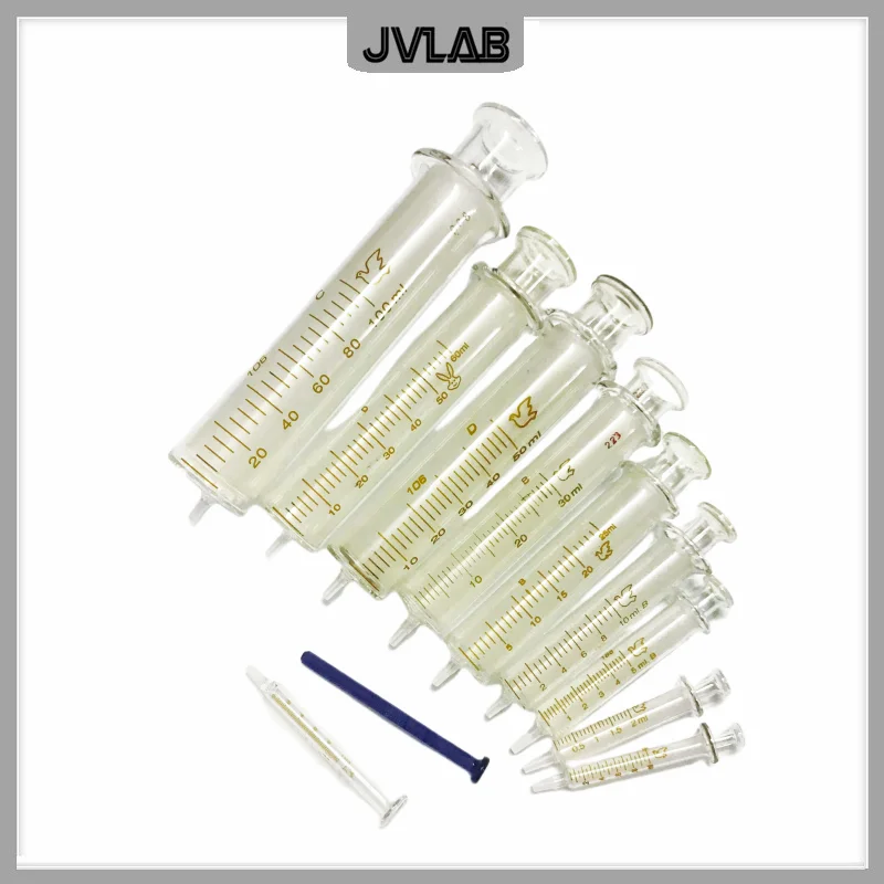 Glass Syringes Glass Sample Extractor Lab Glassware Glass Injector 1ml/5ml/10ml/20ml/30ml/50ml/100ml/120ml Standard Caliber 4mm