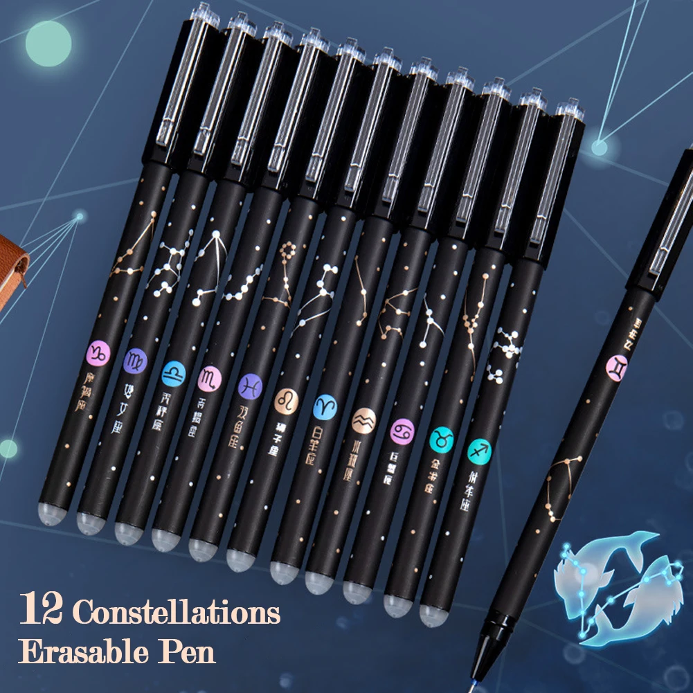 1/12 Pcs 0.5mm Erasable Gel Pen Set Black Blue Ink Ballpoint Pen Writing Tool School Supplies Office Stationery