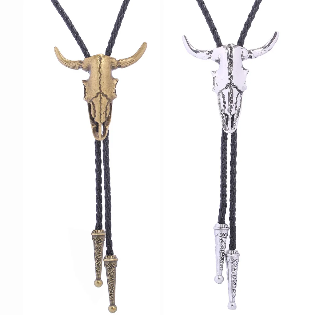 

Three-dimensional bull head bolo tie