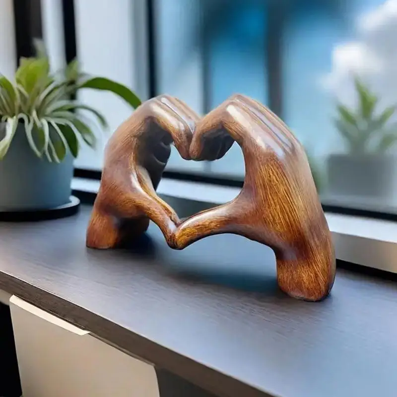 Heart Hands Sculpture Love Hands Statue Decor Love Finger Aesthetic Boho Wedding Accents Decorations Resin Decor For Shelves