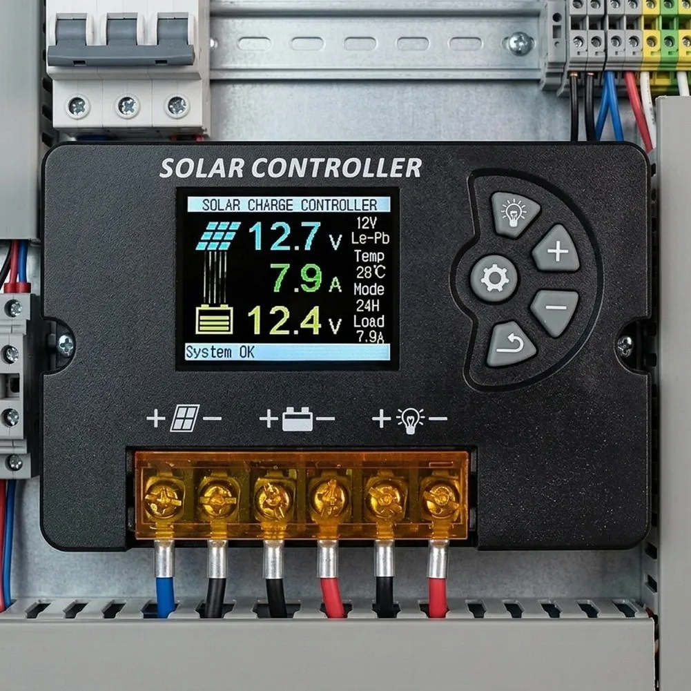 LCD For Solar For Charge Controller for 12V 24V Systems with 3-Stage Charging Support for Acid GEL Batteries 10A 20A 30A