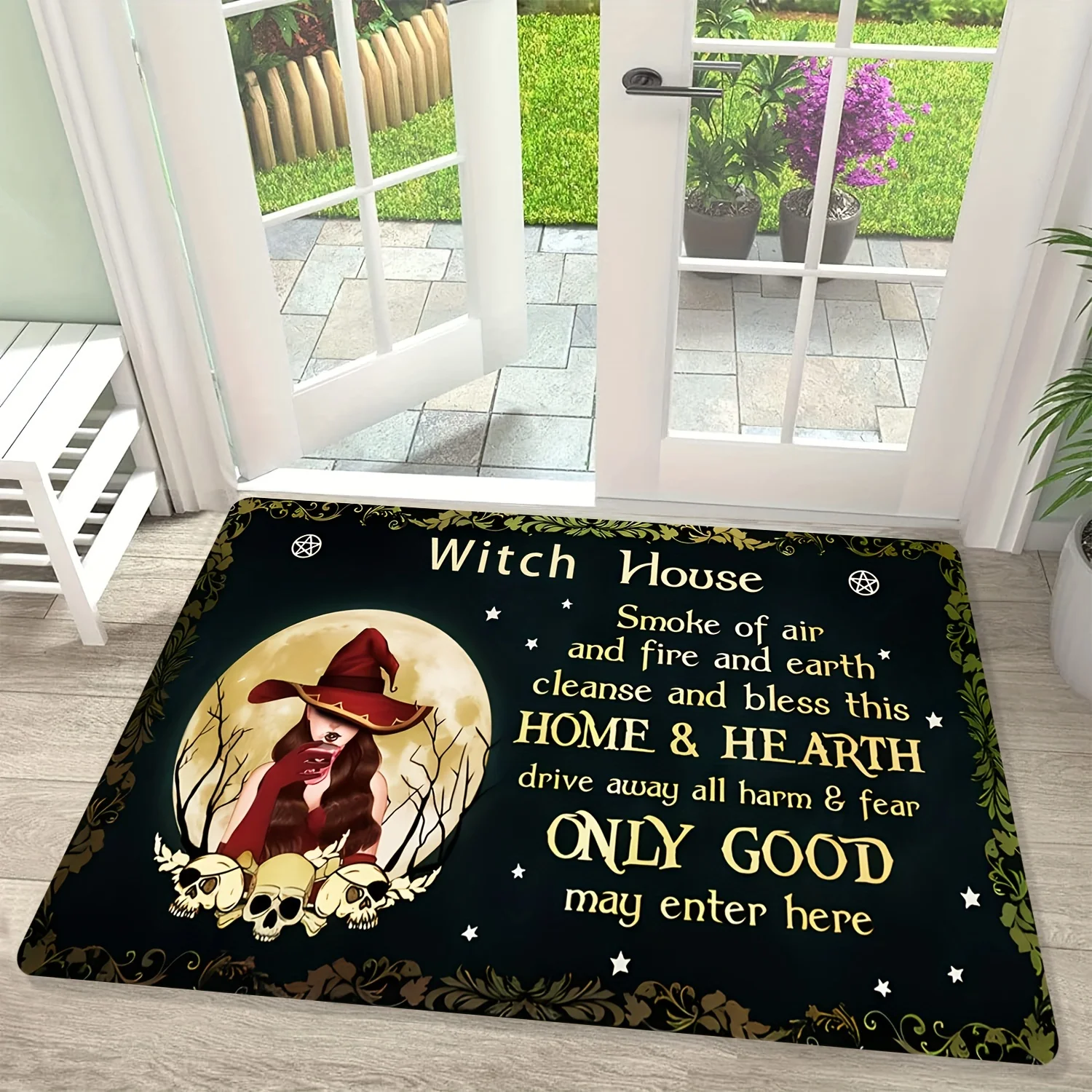 

1pc of Air And Fire Earth And Smoke, Purify And Bless This Family Witch Welcome Carpet,Comfortable, a Variety of Sizes Available