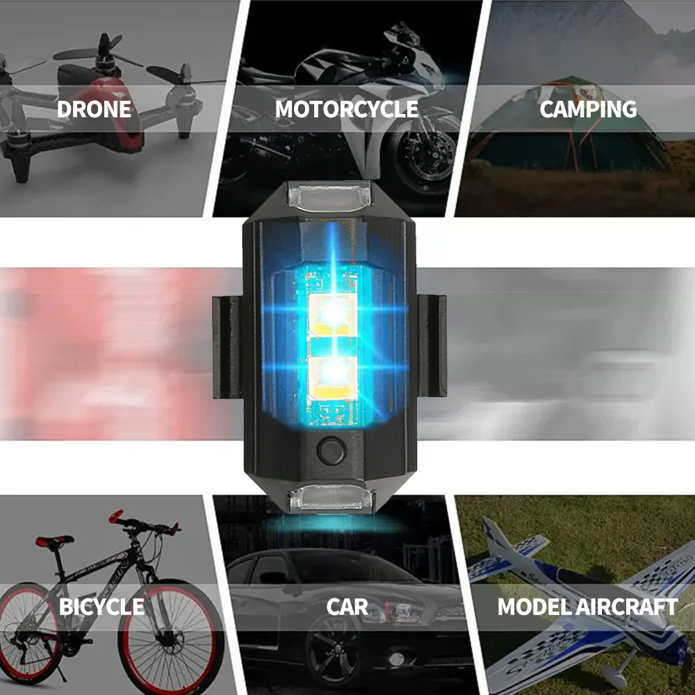 6PCS LED Strobe Light 7 Colors mini USB Charging Drones Flashing Warning Lights for Car Motorcycle Bicycle Drones RC Boat