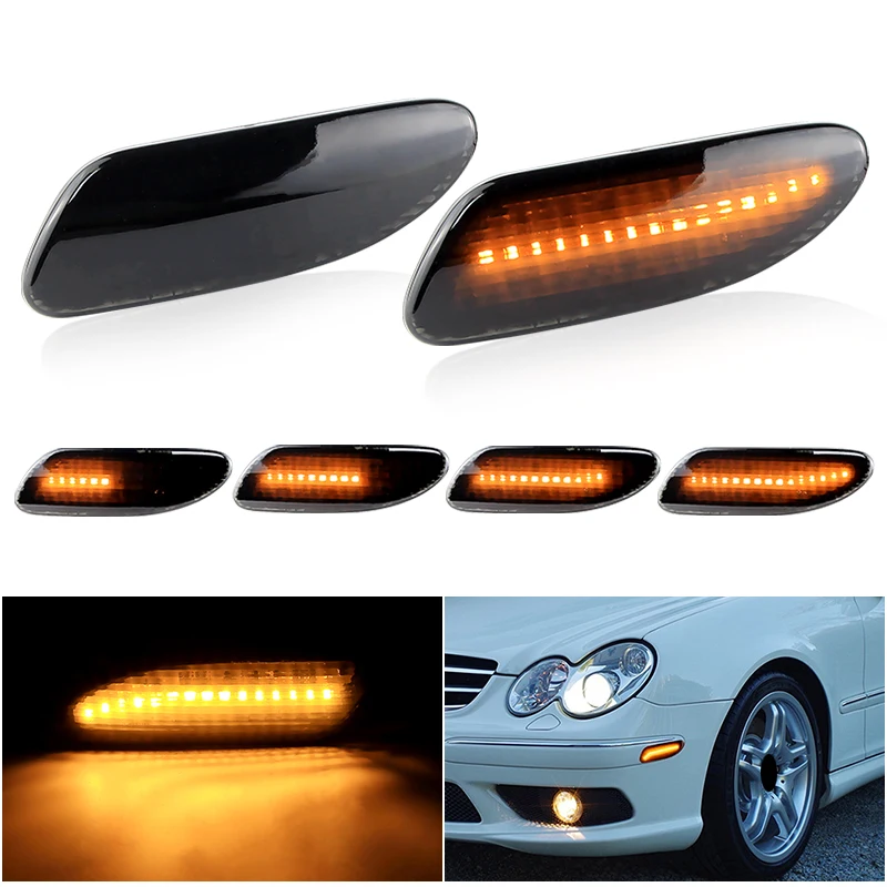 

2pcs Front Bumper Led Side Marker Light Amber Signal Lamp For Mercedes Benz C32 C230/C240/C280 C320 C350 US Version W203 C55 AMG