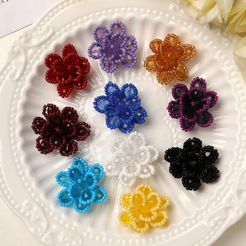 

Hand Sewn Crystal Flower Shoe Charm for Clogs DIY Elegant Clothing Trim Accessory Compatible with Beaded Buckle Premium