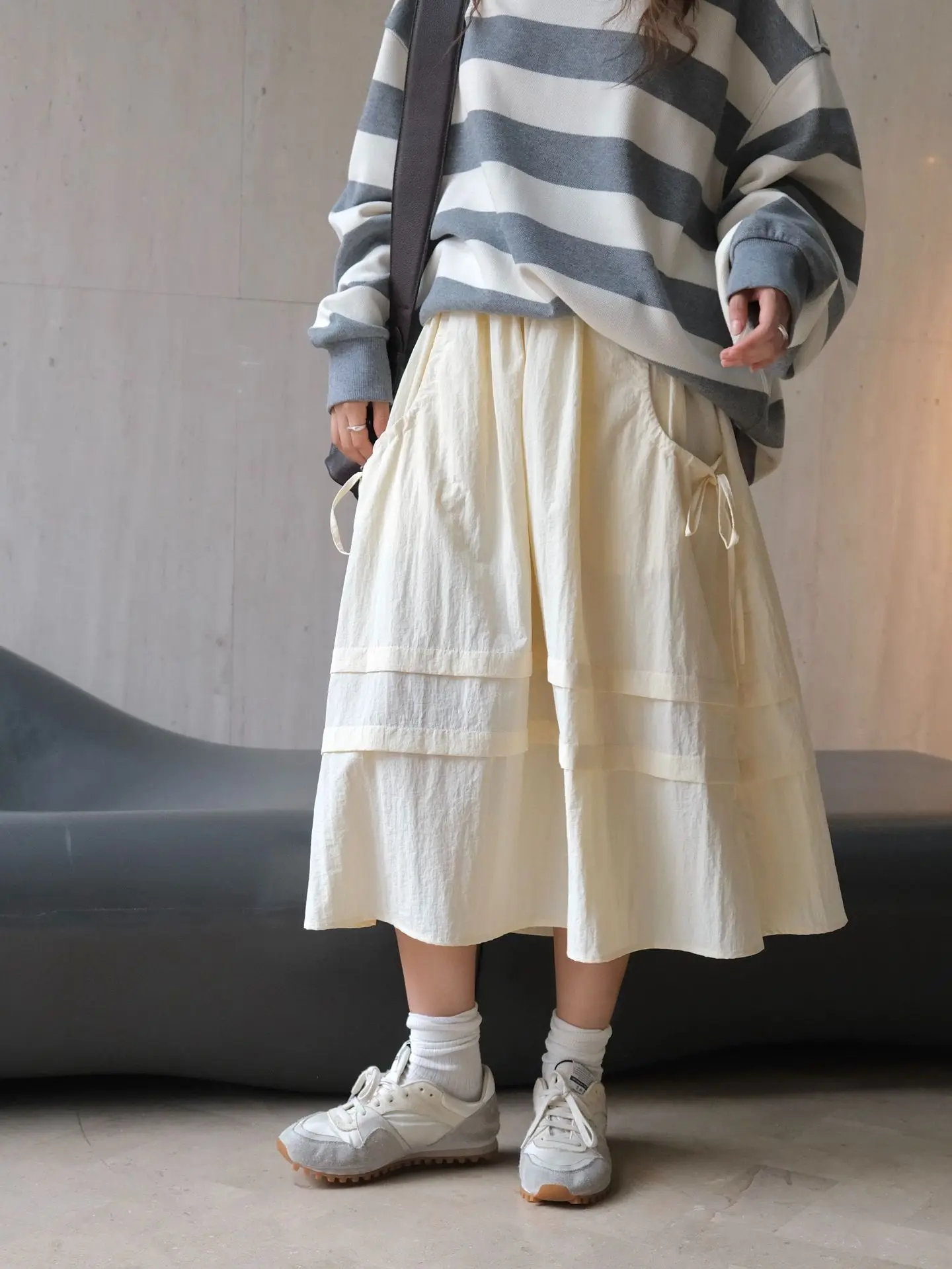 

Spring and summer women's casual solid color high-pressure loose half skirt