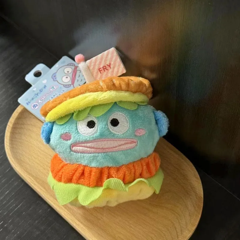 Anime Kawaii Ugly Fish Hangyodon Burger Ice Cream Cartoon Plush Doll Sanrios Girl Bag Pendant Decoration Keychain Childrens Gift image 5
