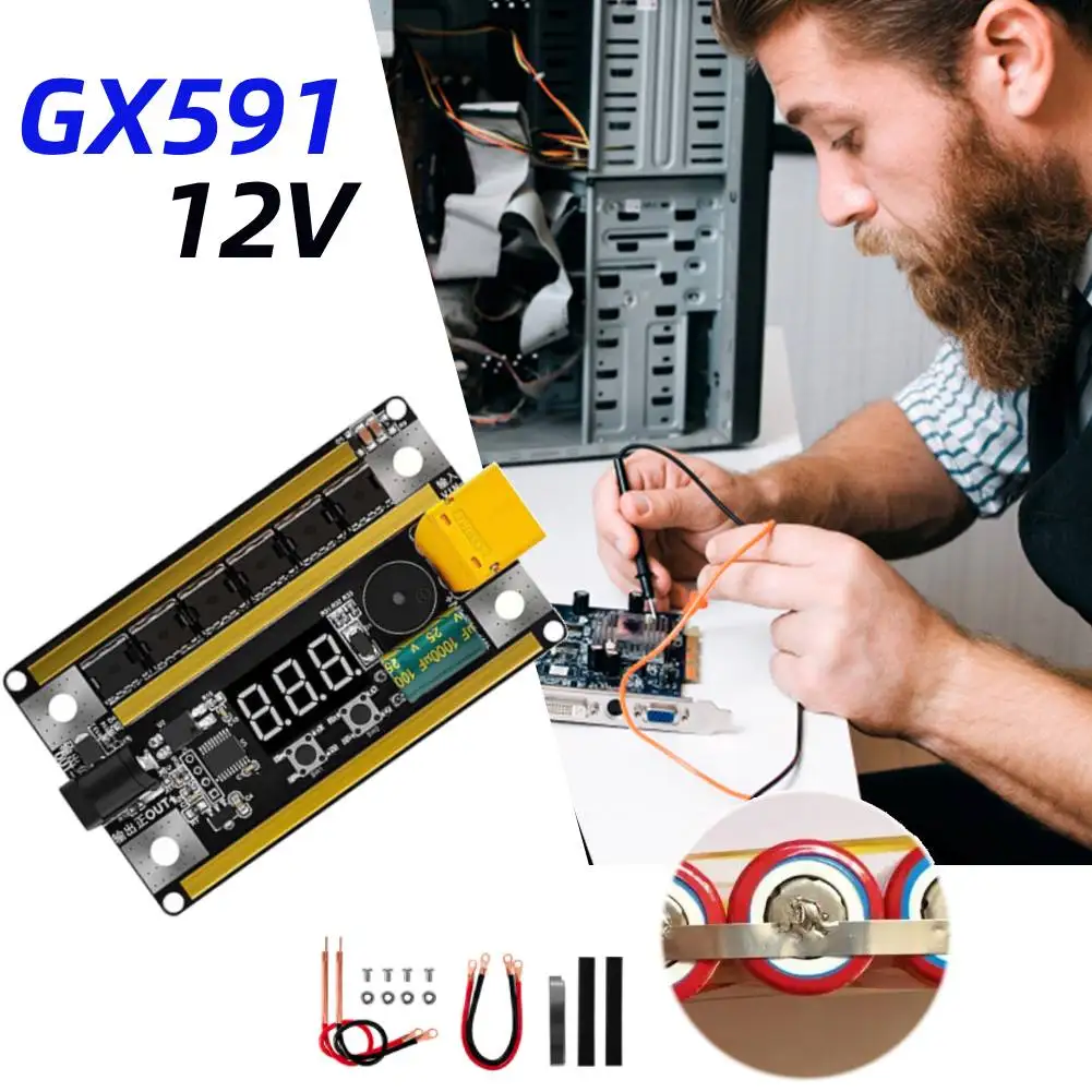 

GX591 DIY Spot Welder Set 99 Gears Adjustable 12V Spot Welder Control Board with Automatically Trigger Welding for 18650 Battery