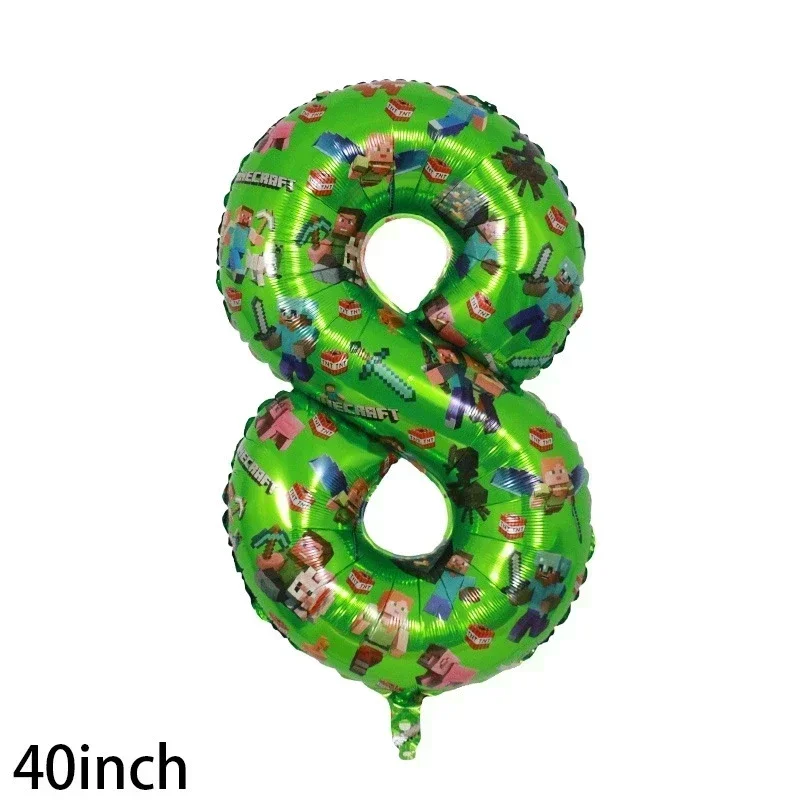 Cartoon Minecraft Ballon New My World Pixel Grün Nummer 0-9 Aluminiumfolie Luftballon Kindergeburtstag Party Dekoration