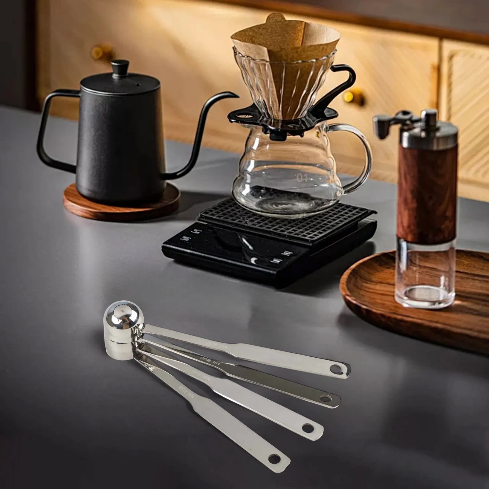 Cucchiaio dosatore per caffè in acciaio inossidabile con manico lungo, perfetto per misurare la farina di zucchero e caffè e dimensioni più da 8 ml
