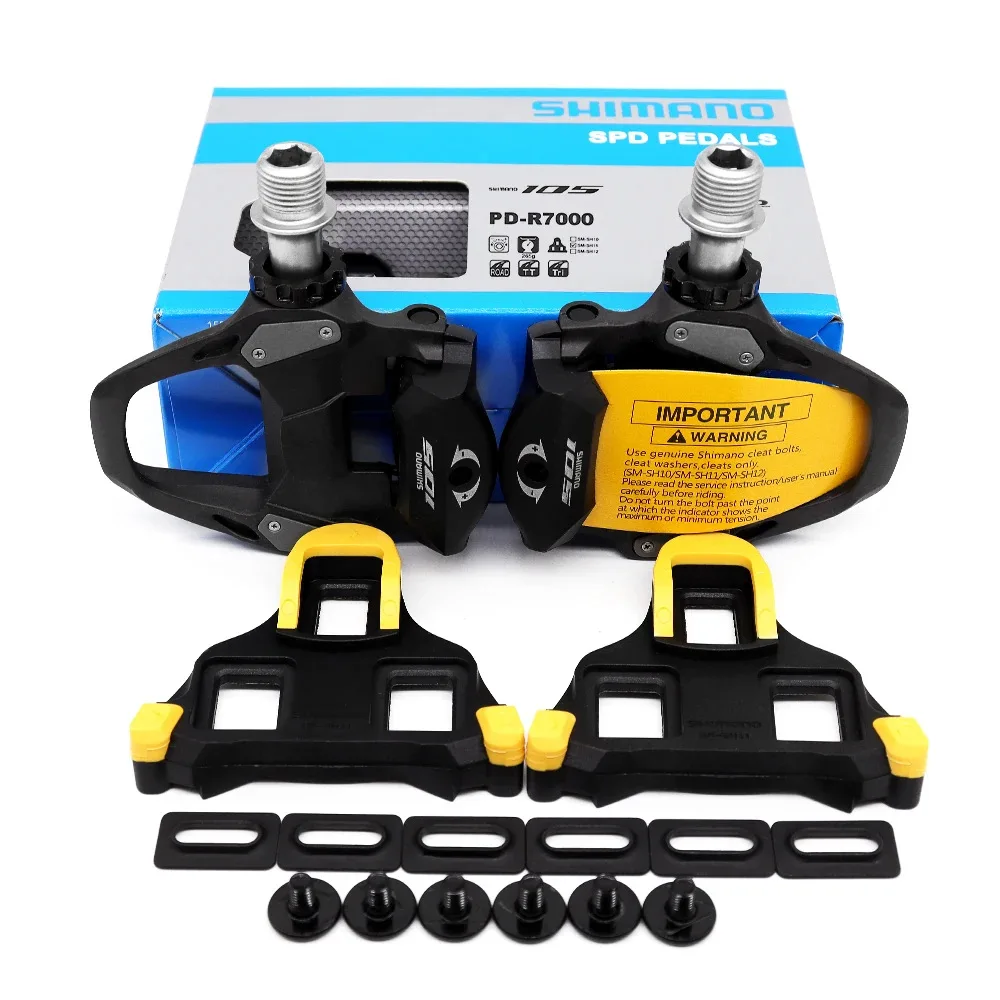 Para SHIMANO R7000 R8000 bicicleta de carretera cuerpo de fibra de carbono Pedal de carreras autoblocante TT tres bicicleta de grava serie 105 piezas originales