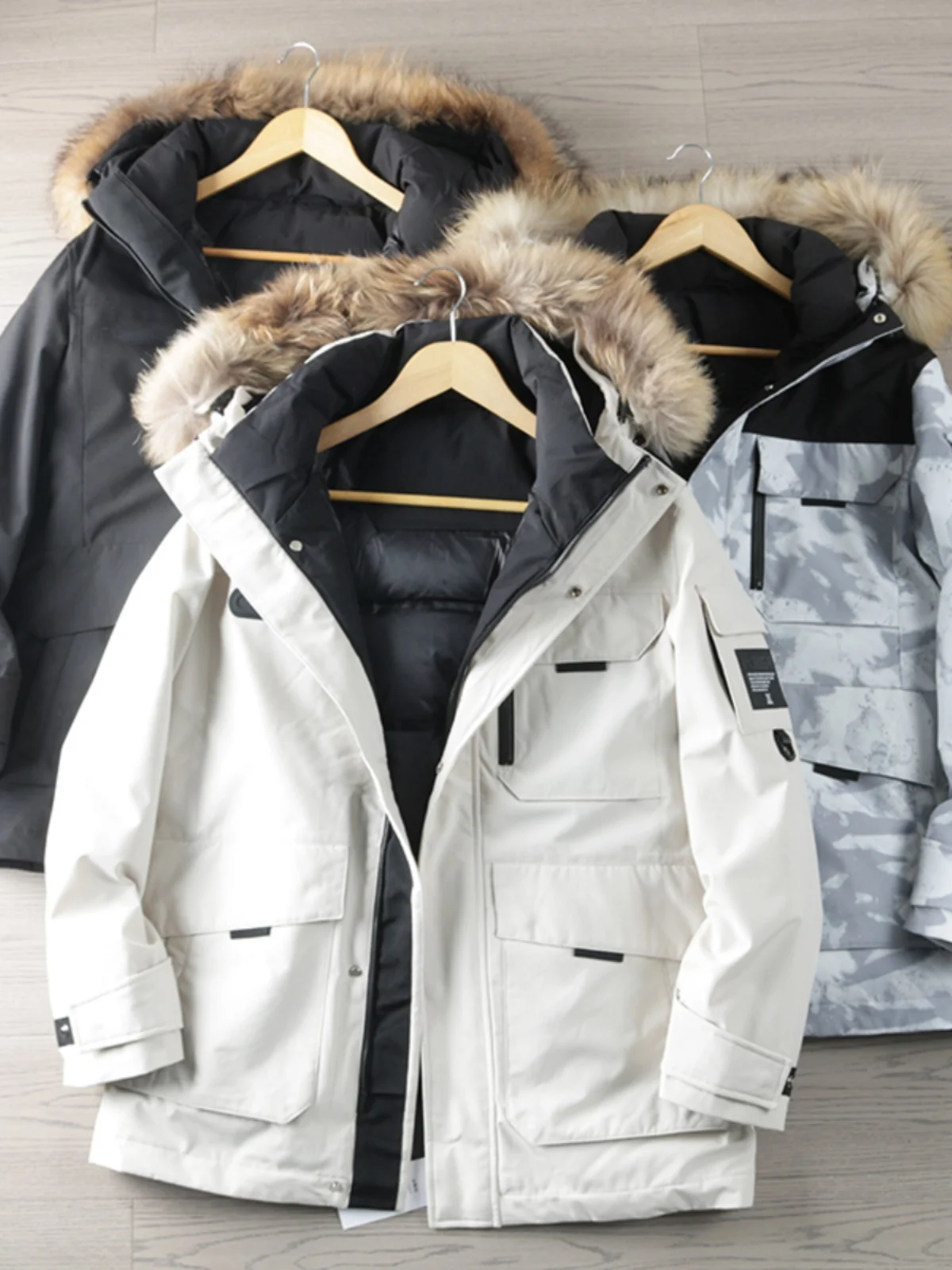 

Men's Thiened High Fluffy 90 Du down Parka Coat Hooded Faion Urban Sle Regular Length Coat Warm Cozy Du down Jaet