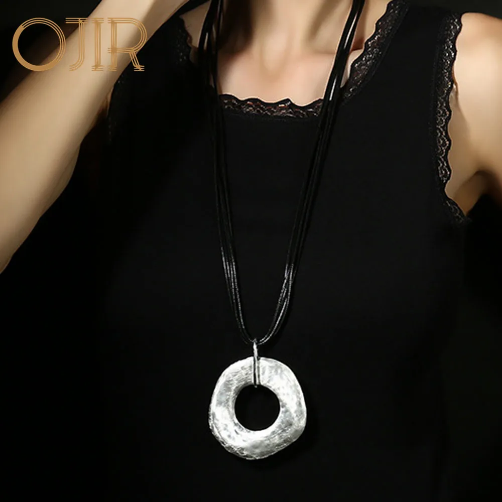 Circles Large Pendant Chunky Jewelry for Women New in Long Black Necklace Korean Fashion Necklaces 2022 Woman Beauty Jewelry